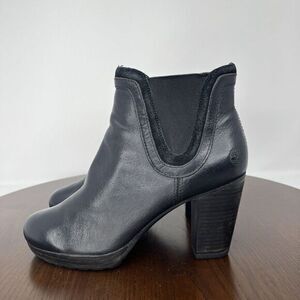 Timberland Earthkeepers Chelsea Ankle Boots Women's 7 Black Block Heel Bootie‎